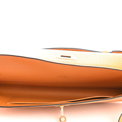 Hermes Chevre Mysore Horseshoe Kelly Cut Clutch Pochette Jaune Ambre 5 of 8