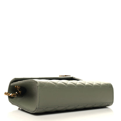 Saint Laurent Grain De Poudre Textured Mixed Matelasse Triquilt Medium Monogram Satchel Light Sage 4 of 9