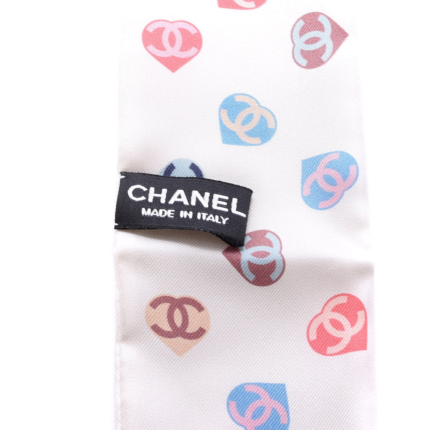 Silk Heart CC Slim Bandeau Scarf Ivory