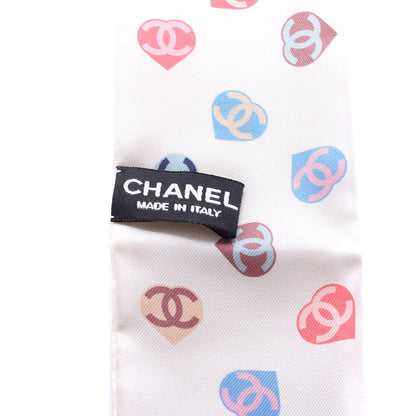 Chanel Silk Heart CC Slim Bandeau Scarf Ivory 4 of 4