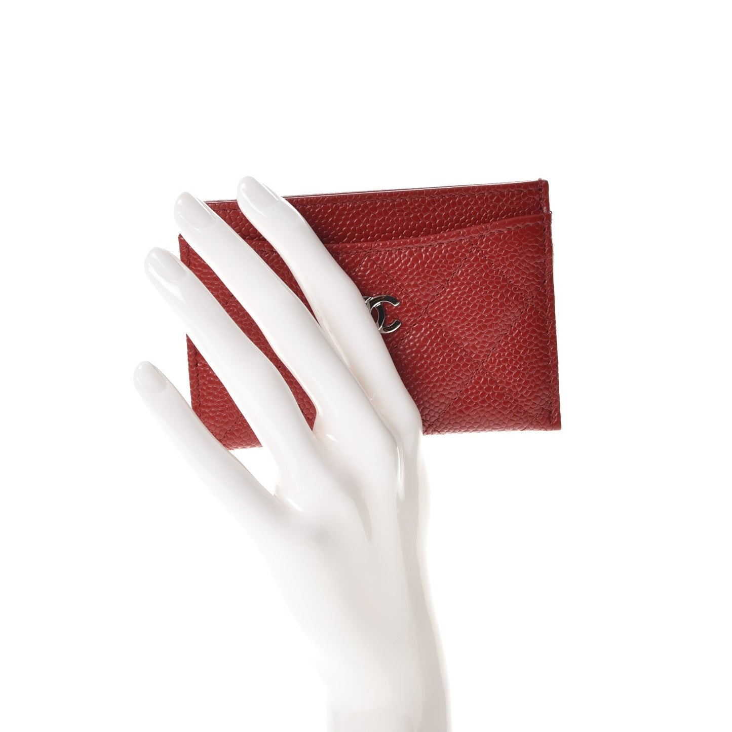 Caviar Quilted Card Holder Red