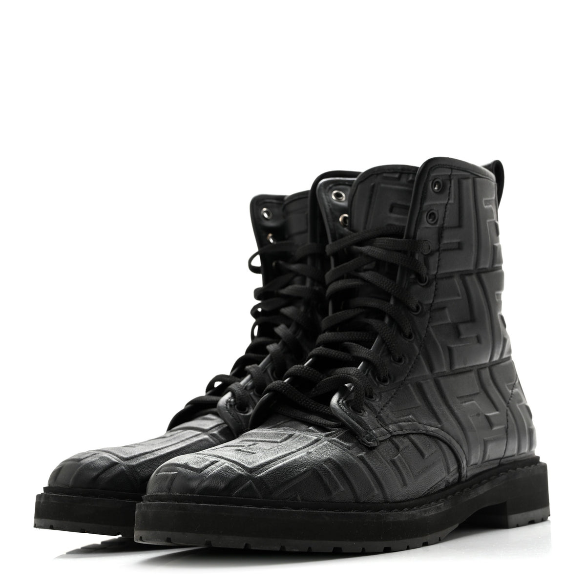 Fendi Nappa FF Embossed Womens Biker Boots 38.5 Black 4 of 11
