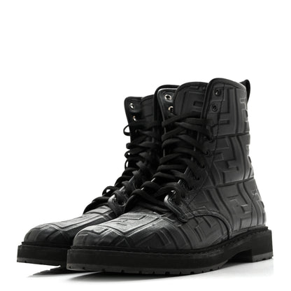 Fendi Nappa FF Embossed Womens Biker Boots 38.5 Black 4 of 11