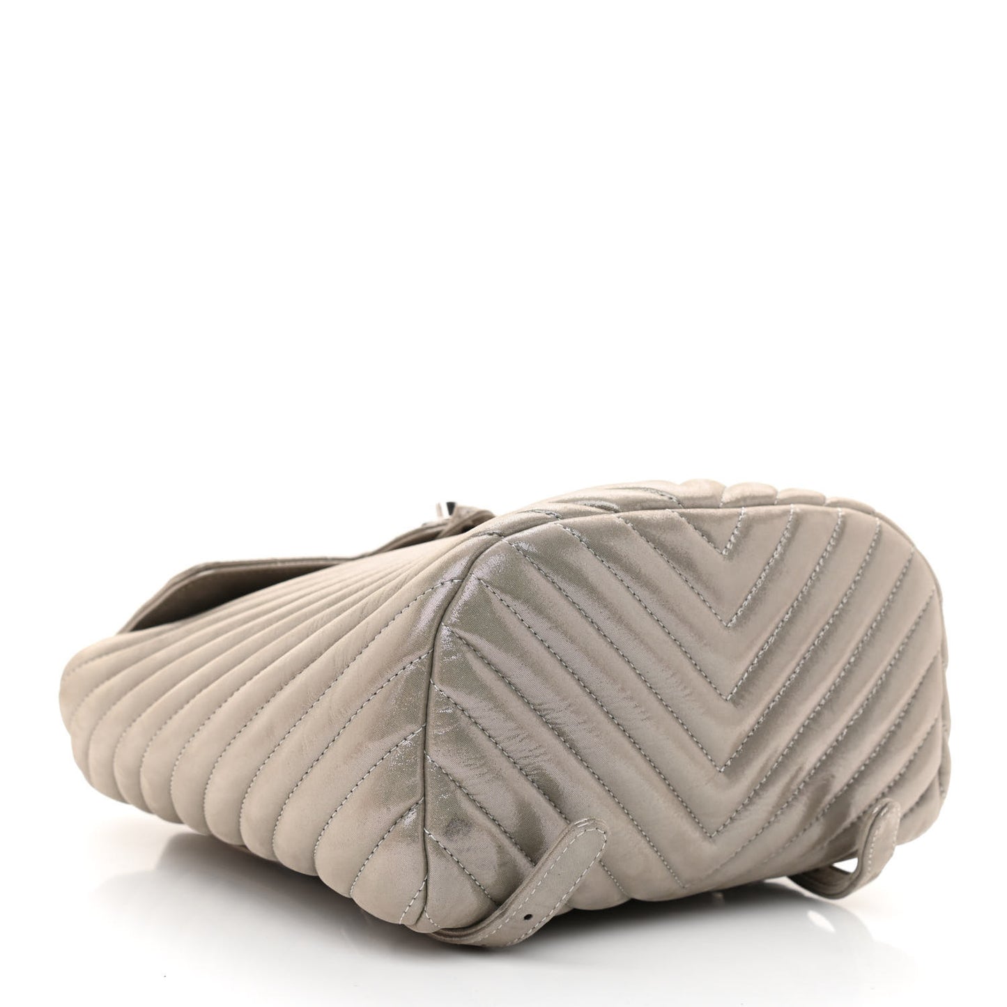 Iridescent Calfskin Chevron Quilted Small Urban Spirit Backpack Silver