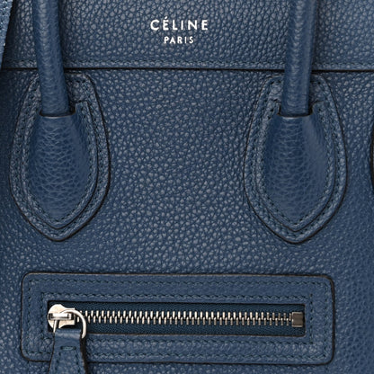 Celine Drummed Calfskin Nano Luggage Indigo 7 of 10