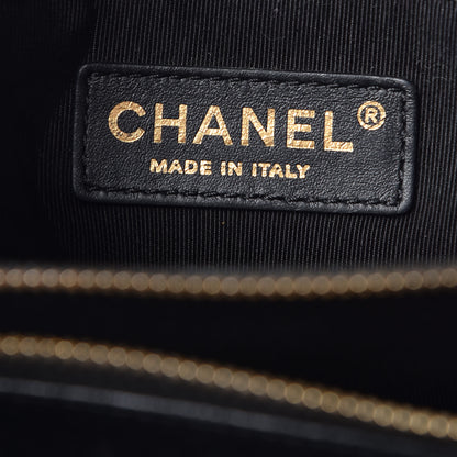 Chanel Sheepskin Chevron Quilted Mademoiselle Vintage Shopping Tote Black 6 of 14