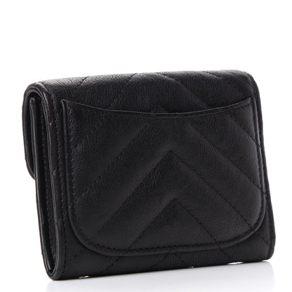 Chanel Crumpled Calfskin Chevron Quilted Reissue Card Holder Black 3 of 9