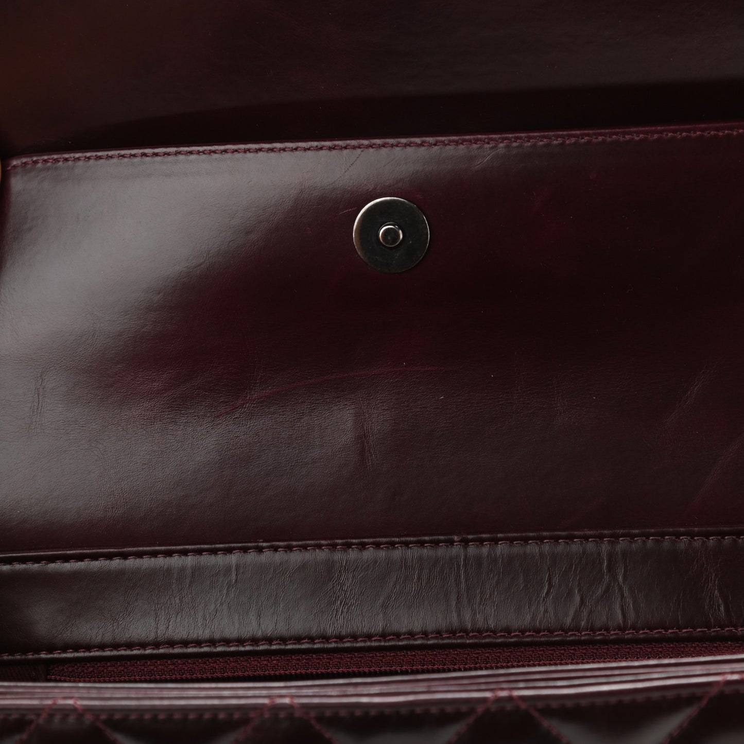 Calfskin Quilted Large Perfect Edge Flap Burgundy