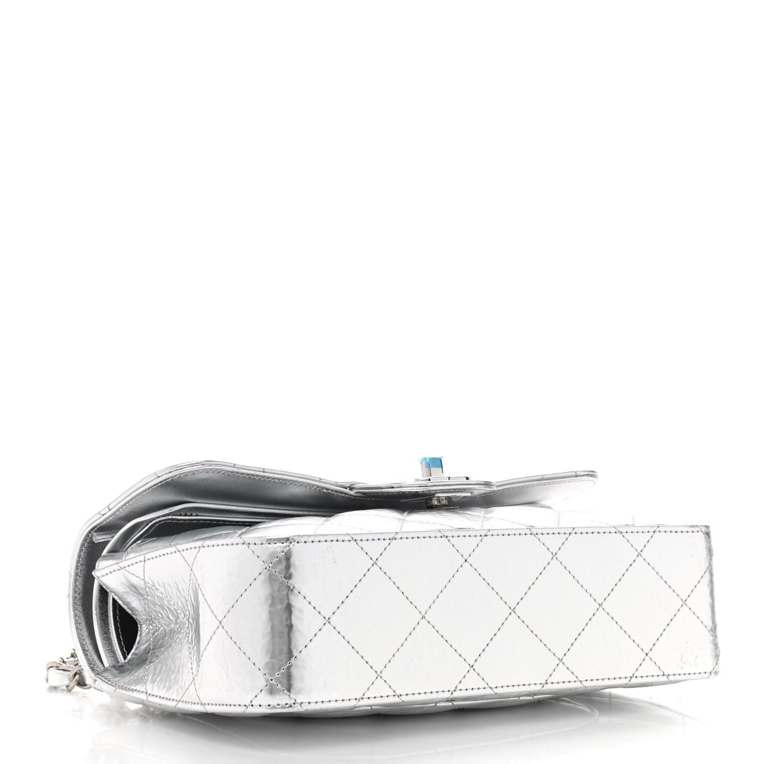 Chanel Hammered Metallic Calfskin Quilted Small Double Flap Silver 3 of 8