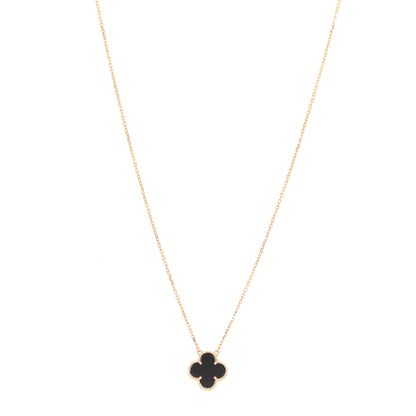 Van Cleef & Arpels 18K Yellow Gold Black Onyx Vintage Alhambra Pendant Necklace 1 of 6