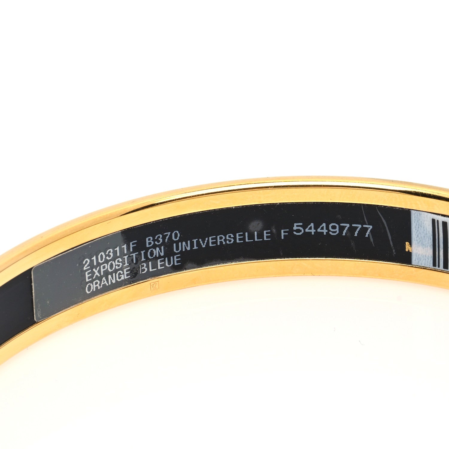 Hermes Enamel Printed Narrow Exposition Universelle Bracelet 70 Orange Bleu 5 of 6