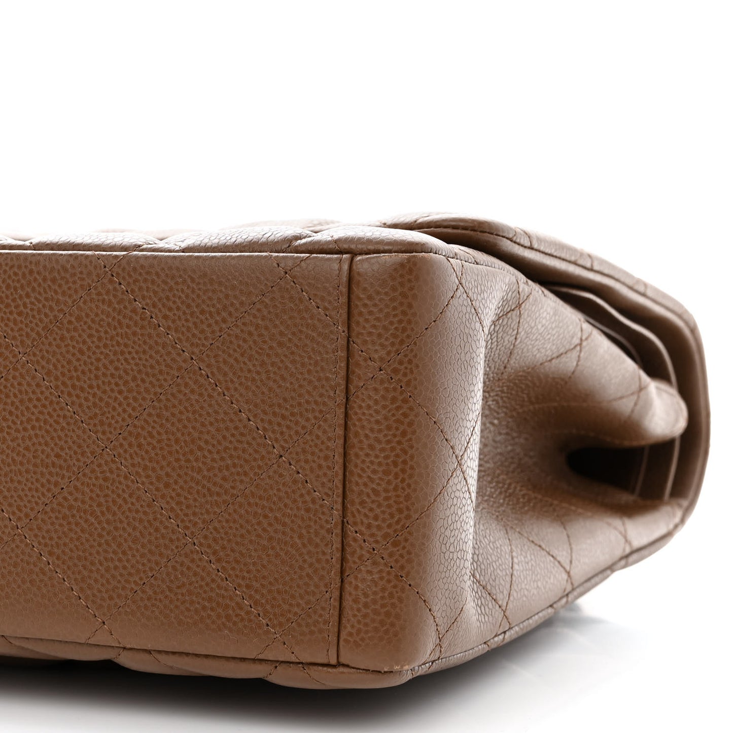 Caviar Quilted Maxi Double Flap Light Brown