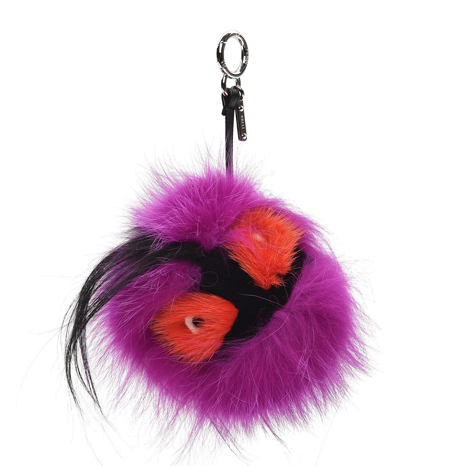 Fendi Fox Mink Goat Fur Oret Monster Bag Bug Charm Orchid Black 1 of 5