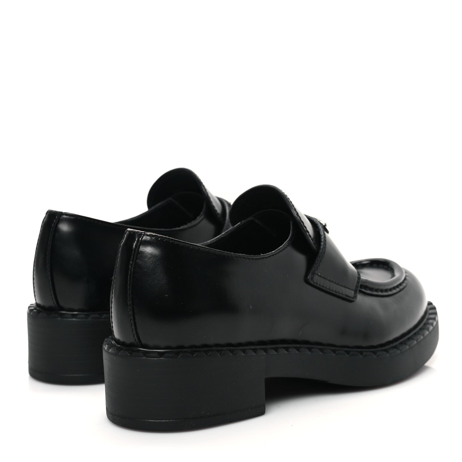 Prada Spazzolato Metal Triangle Logo 50mm Loafers 37 Black 4 of 8