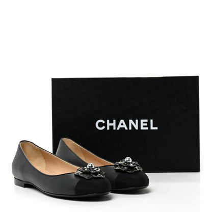 Chanel Lambskin Grosgrain Camellia Ballerina Flats 37 Black 17 of 17