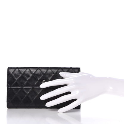 Chanel Lambskin Diamond Stitched Flap Wallet Black 2 of 8