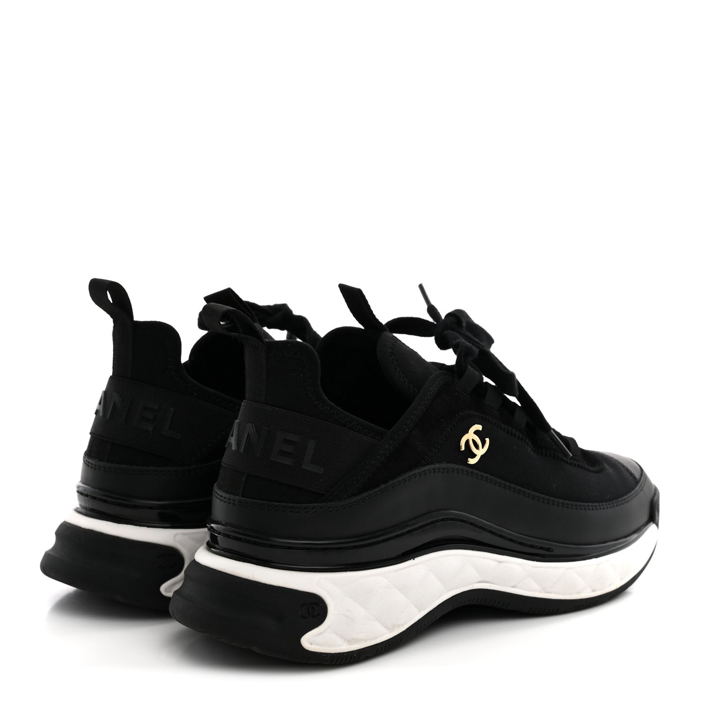 Velvet Calfskin Mixed Fibers CC Sneakers 40 Black