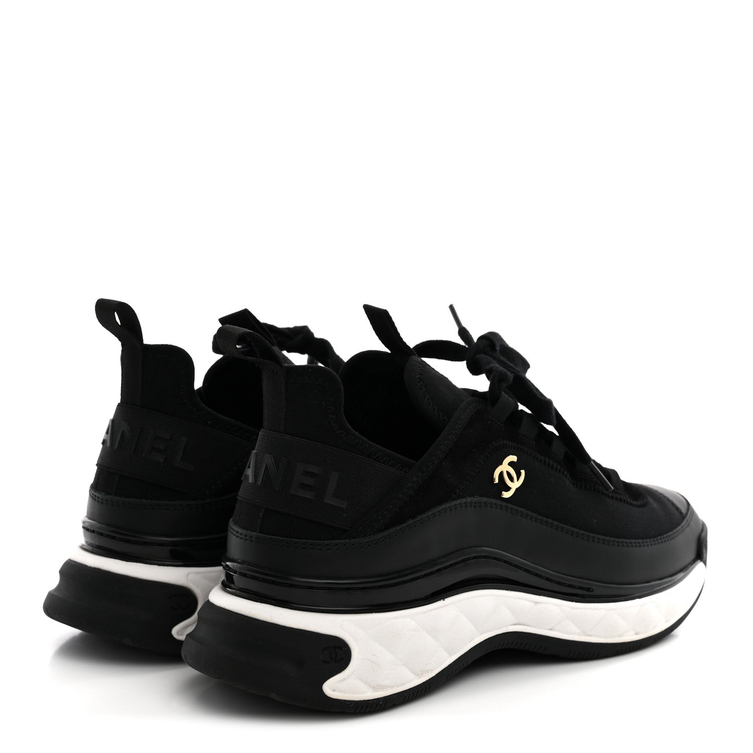 Chanel Velvet Calfskin Mixed Fibers CC Sneakers 40 Black 5 of 11