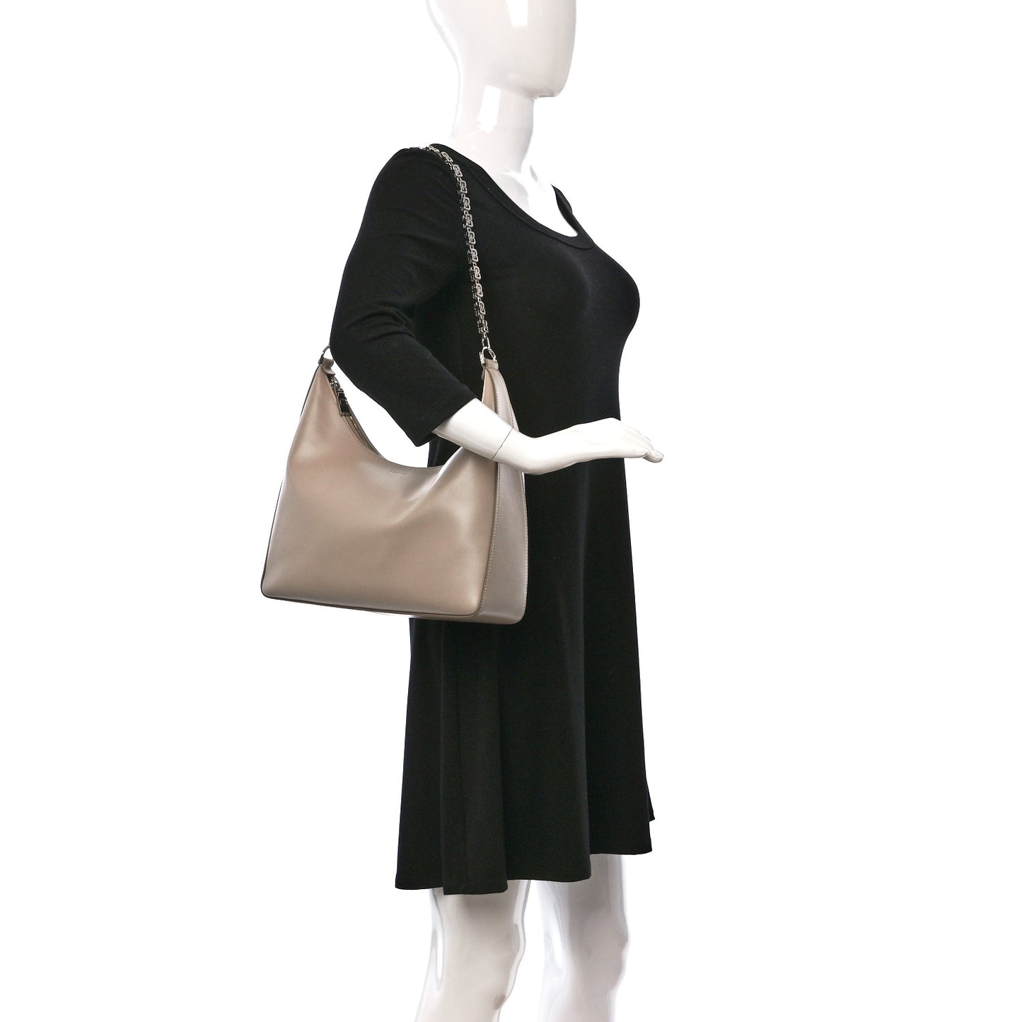 Smooth Calfskin Medium Moon Cut Out Shoulder Bag Dune
