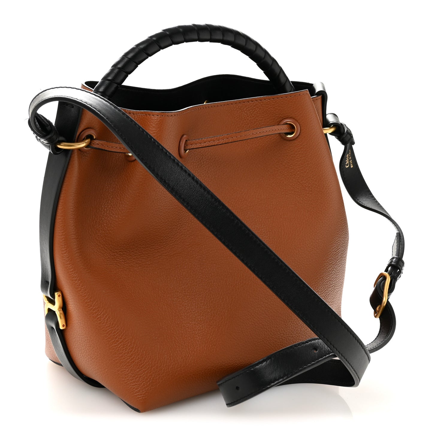 Grained Calfskin Marcie Bucket Bag Tan