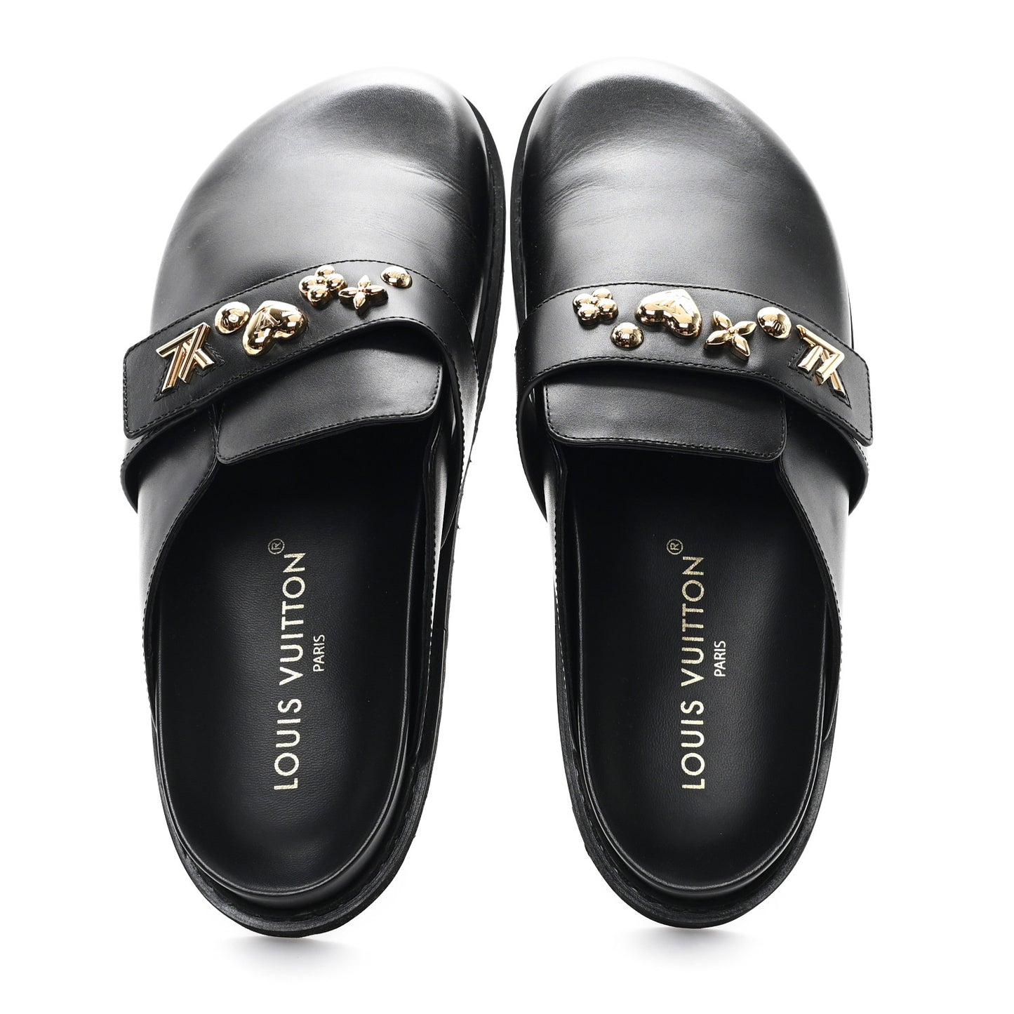 Calfskin Mens LV Cosy Flat Comfort Clog Mules 42 Black