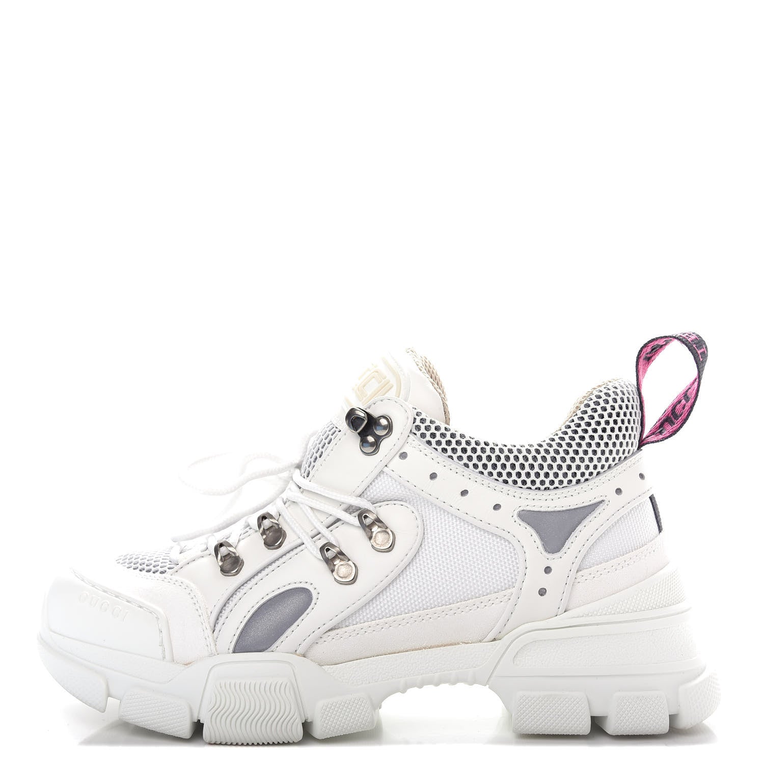 Gucci X SEGA Mesh Calfskin Suede Womens Flashtrek Sneakers 37.5 Great White 1 of 10