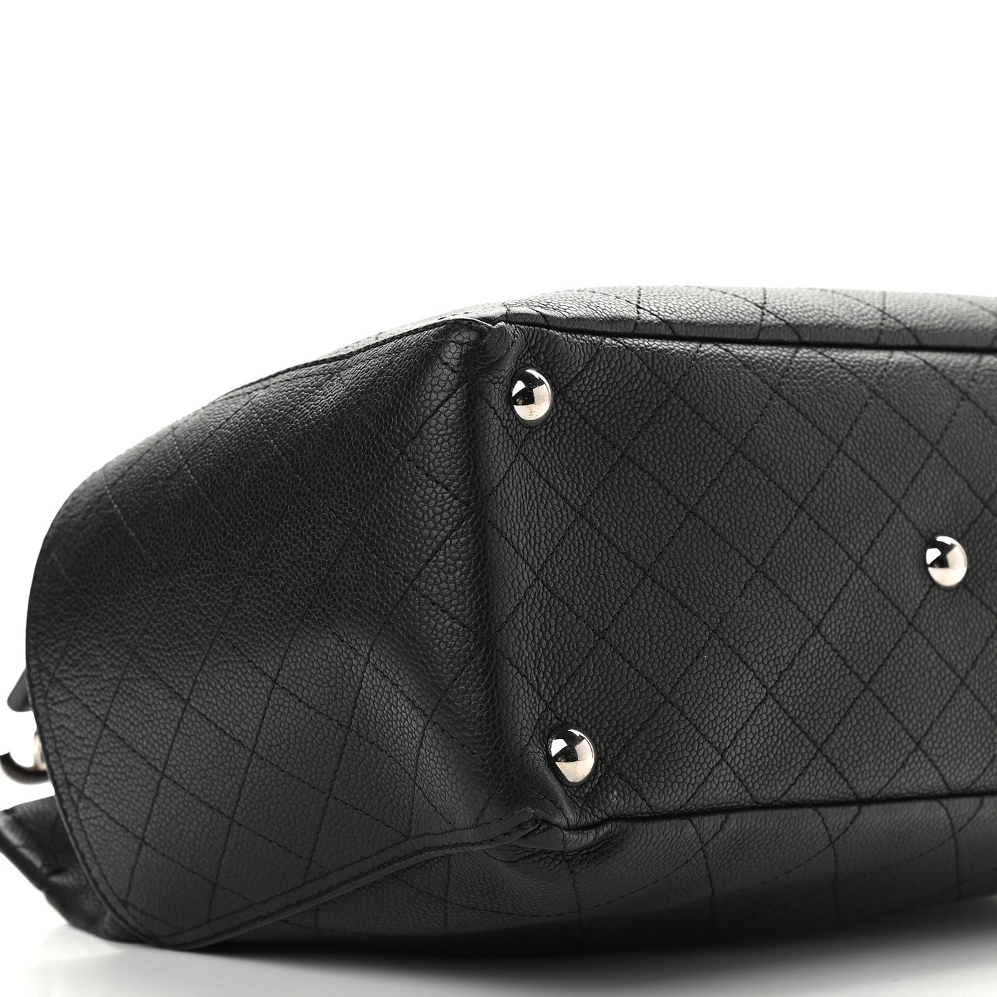 Grained Calfskin Medium CC Pocket Tote Black