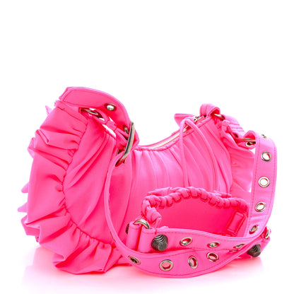 Balenciaga Ruffled Jersey Le Cagole Shoulder Bag XS Fluo Pink 3 of 10