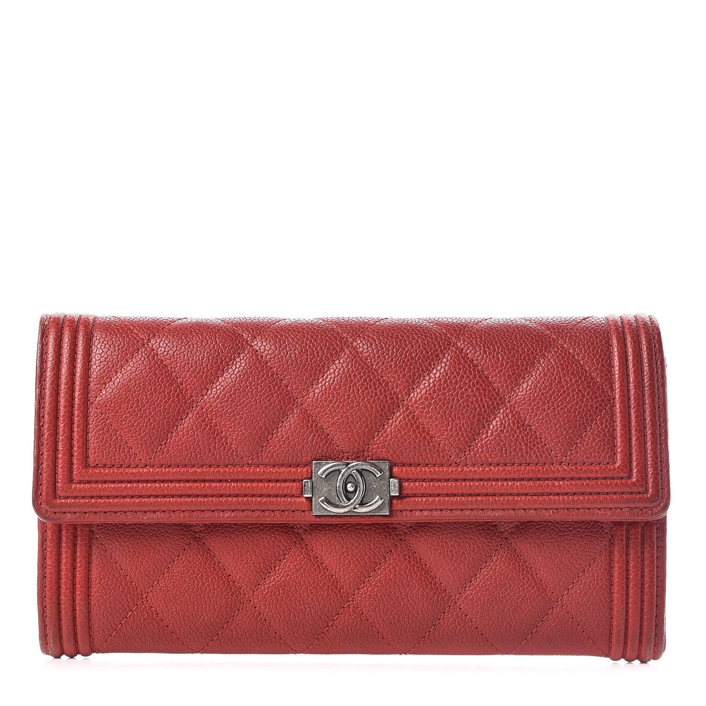 Caviar Quilted Boy Flap Wallet Red