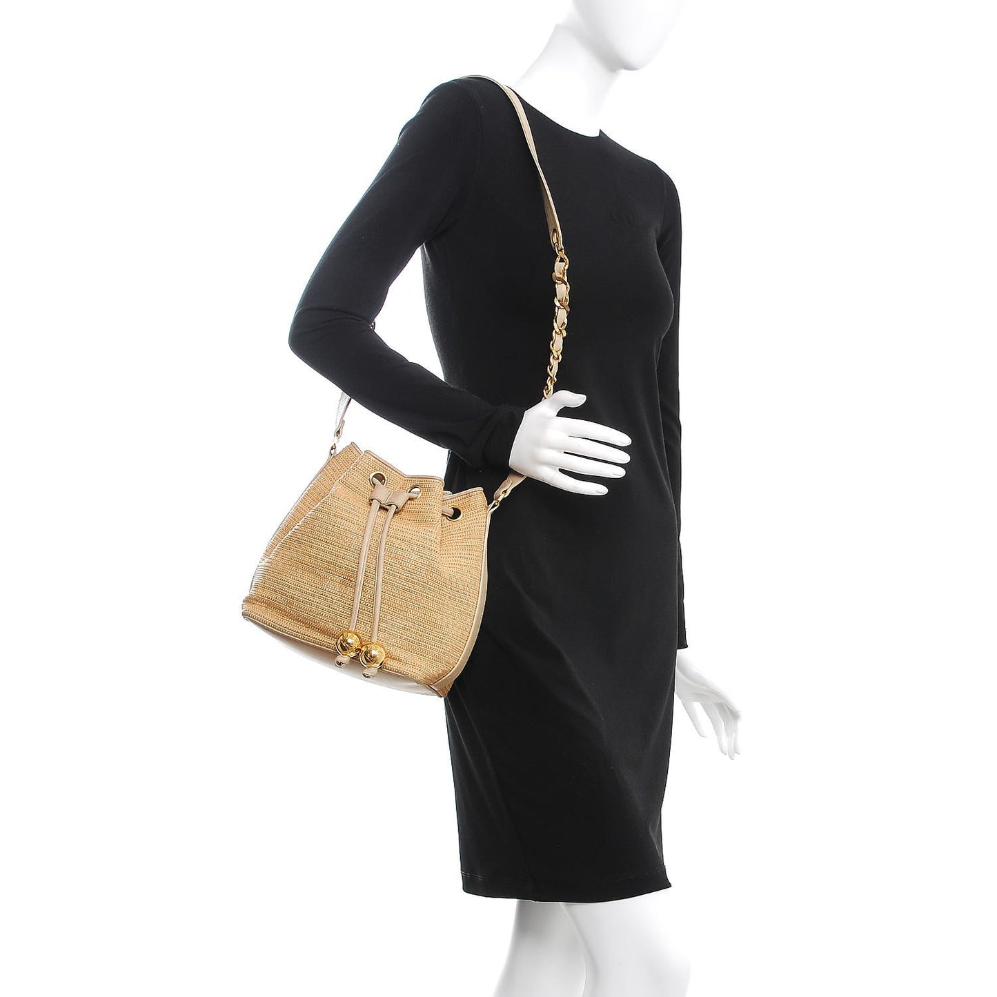 Woven Drawstring Bag Brown