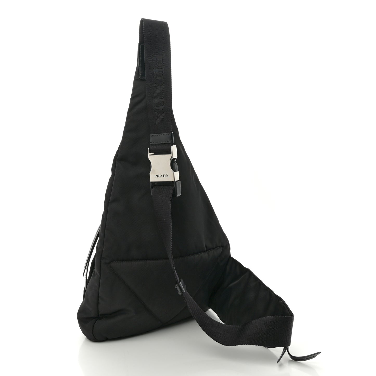 Re-Nylon Vitello Metal Triangle Logo Sling Backpack Black