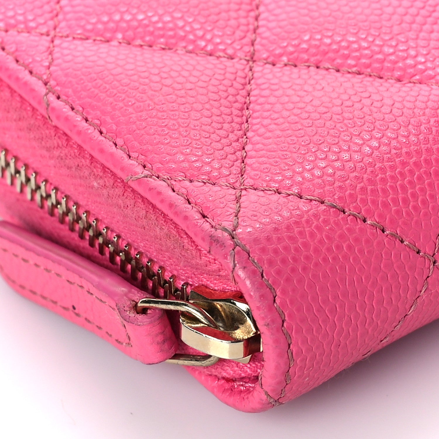 Chanel Caviar Quilted Zip Coin Purse Pink 8 of 17