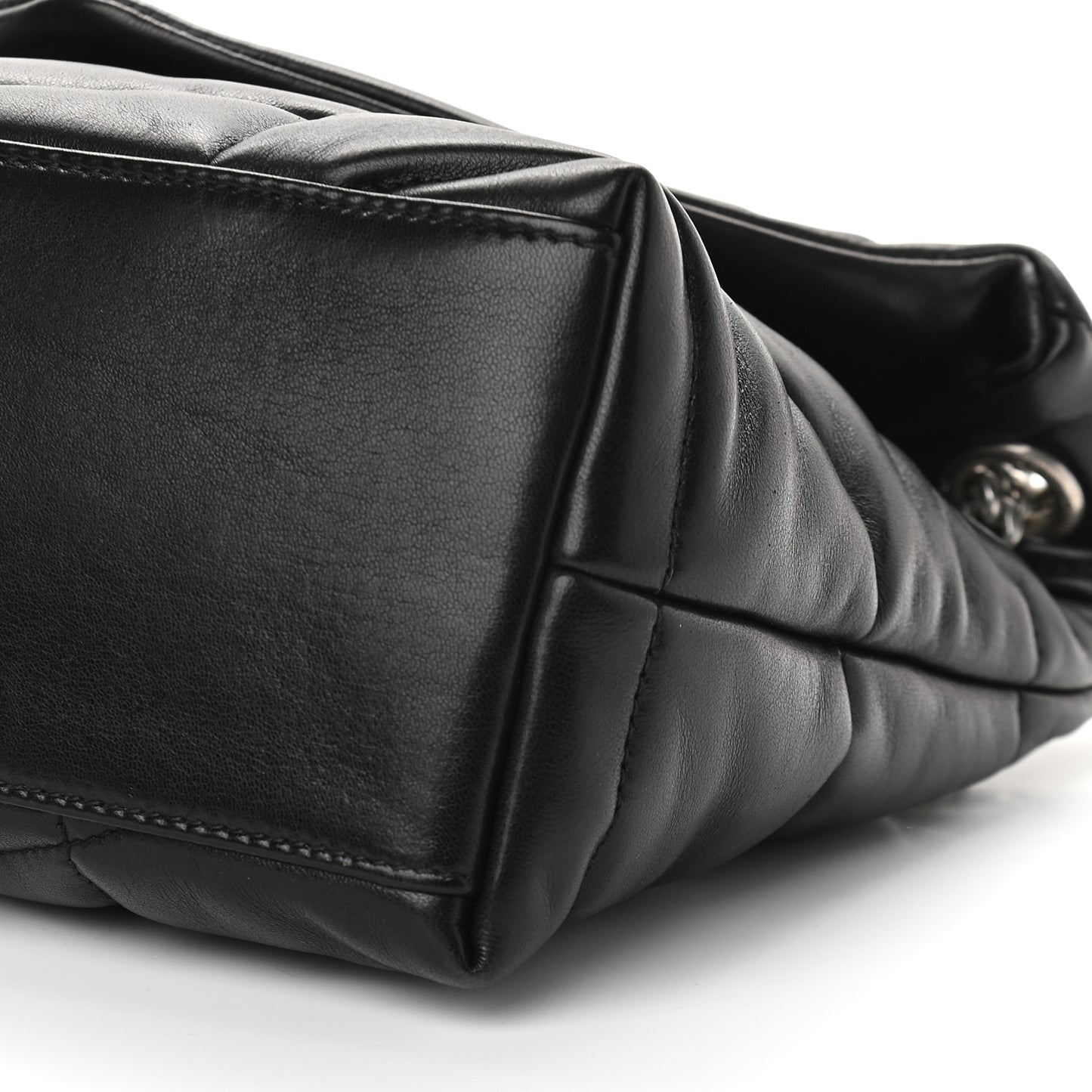 Lambskin Quilted Small Loulou Puffer Monogram Chain Satchel Black