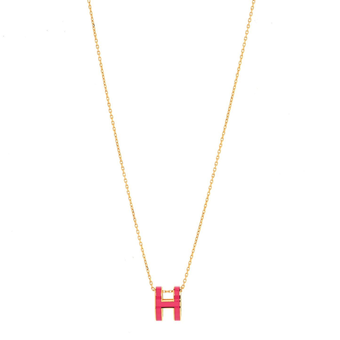 Lacquered Gold Pop H Pendant Necklace Rose Extreme