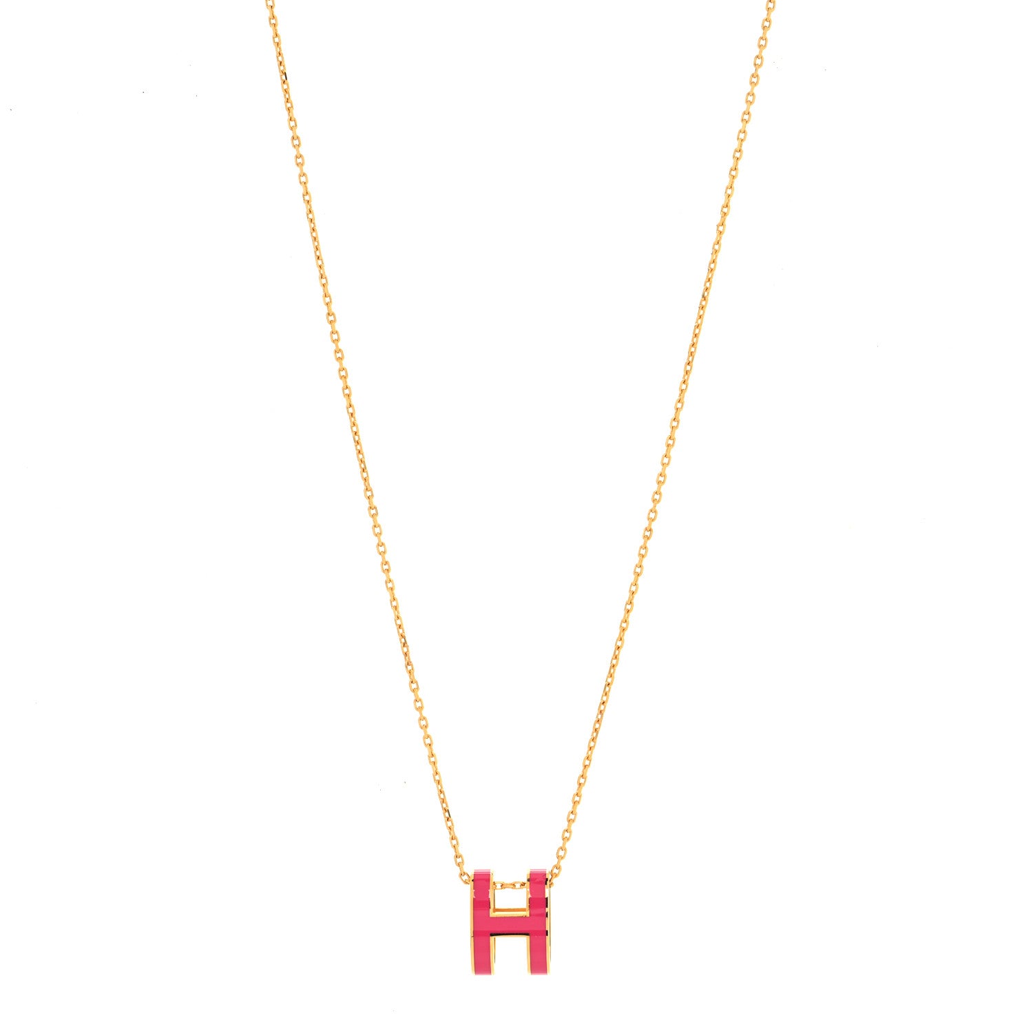 Hermes Lacquered Gold Pop H Pendant Necklace Rose Extreme 1 of 5