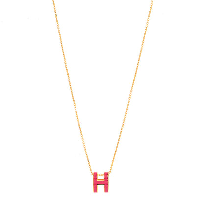 Hermes Lacquered Gold Pop H Pendant Necklace Rose Extreme 1 of 5