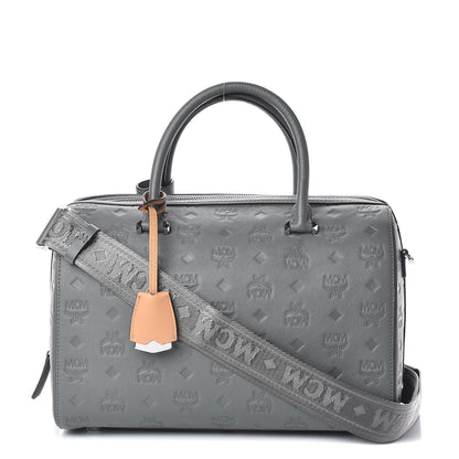 MCM Calfskin Ottomar Monogram Essential Boston Bag Grey 1 of 12