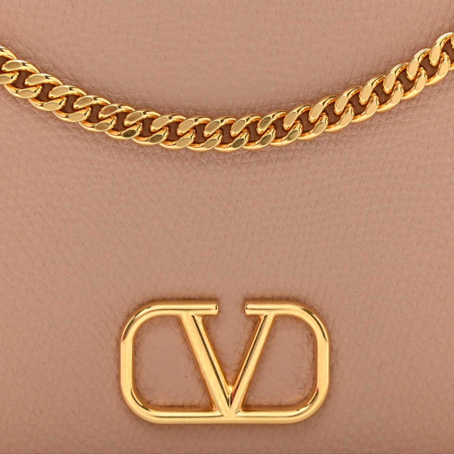 Valentino Garavani Grainy Calfskin VLogo Top Handle Wallet With Chain Rose Cannelle 7 of 8