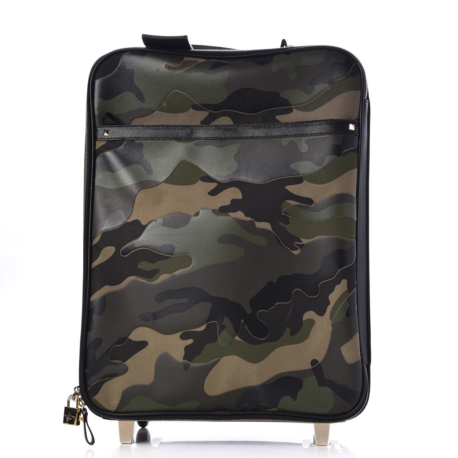 Valentino Garavani Nappa Canvas Camouflage Rolling Luggage Green 1 of 9