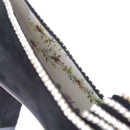Gucci Kid Scamosciato Crystal GG Marmont Fringe 50mm Loafer Pumps 40.5 Black 9 of 12