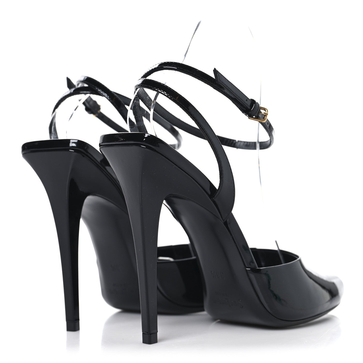Saint Laurent Patent Calfskin La Scandale 110 Sandals 38.5 Black 5 of 10