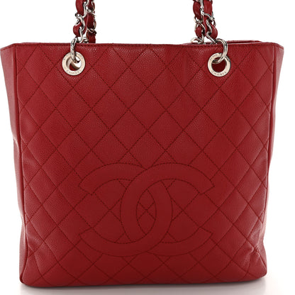Chanel Caviar Quilted Vertical Grand Shopping Tote GST Red 8 of 11