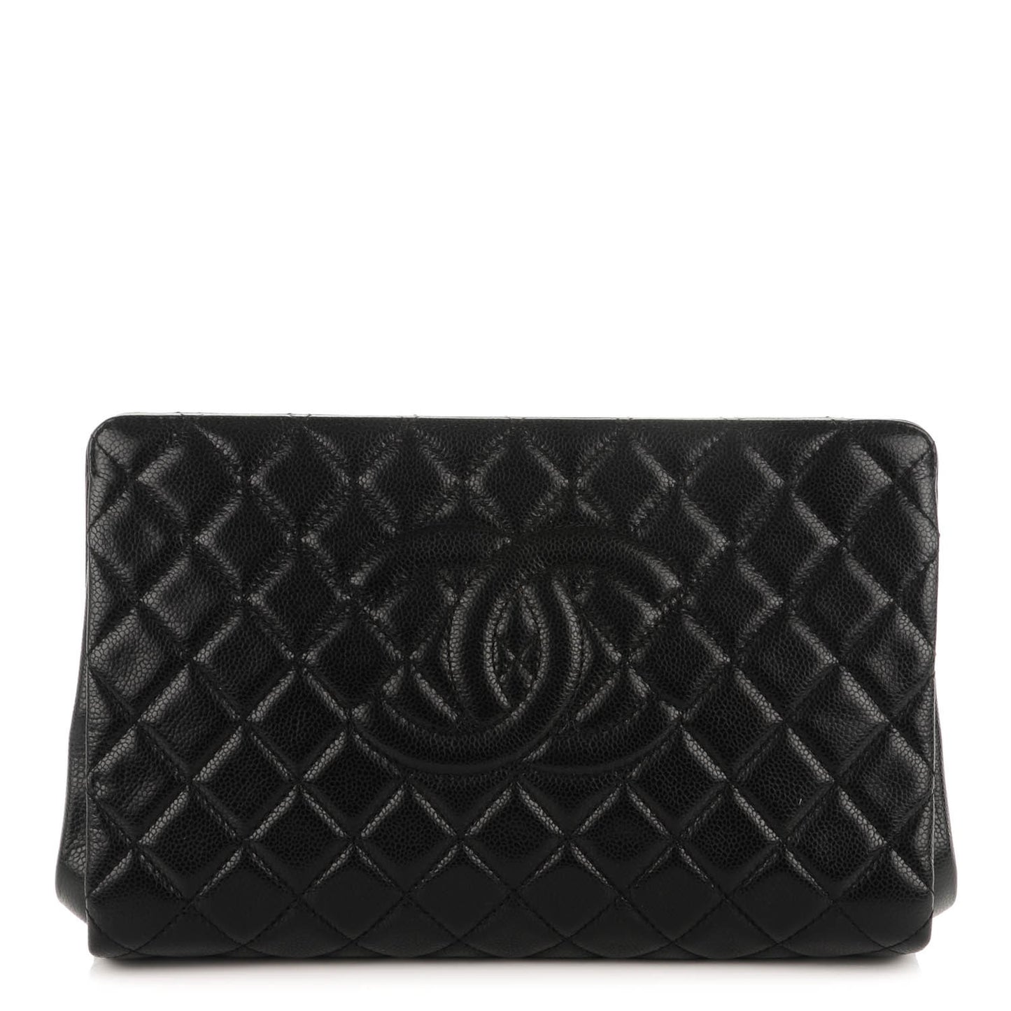 Caviar Quilted CC Large Clutch Black