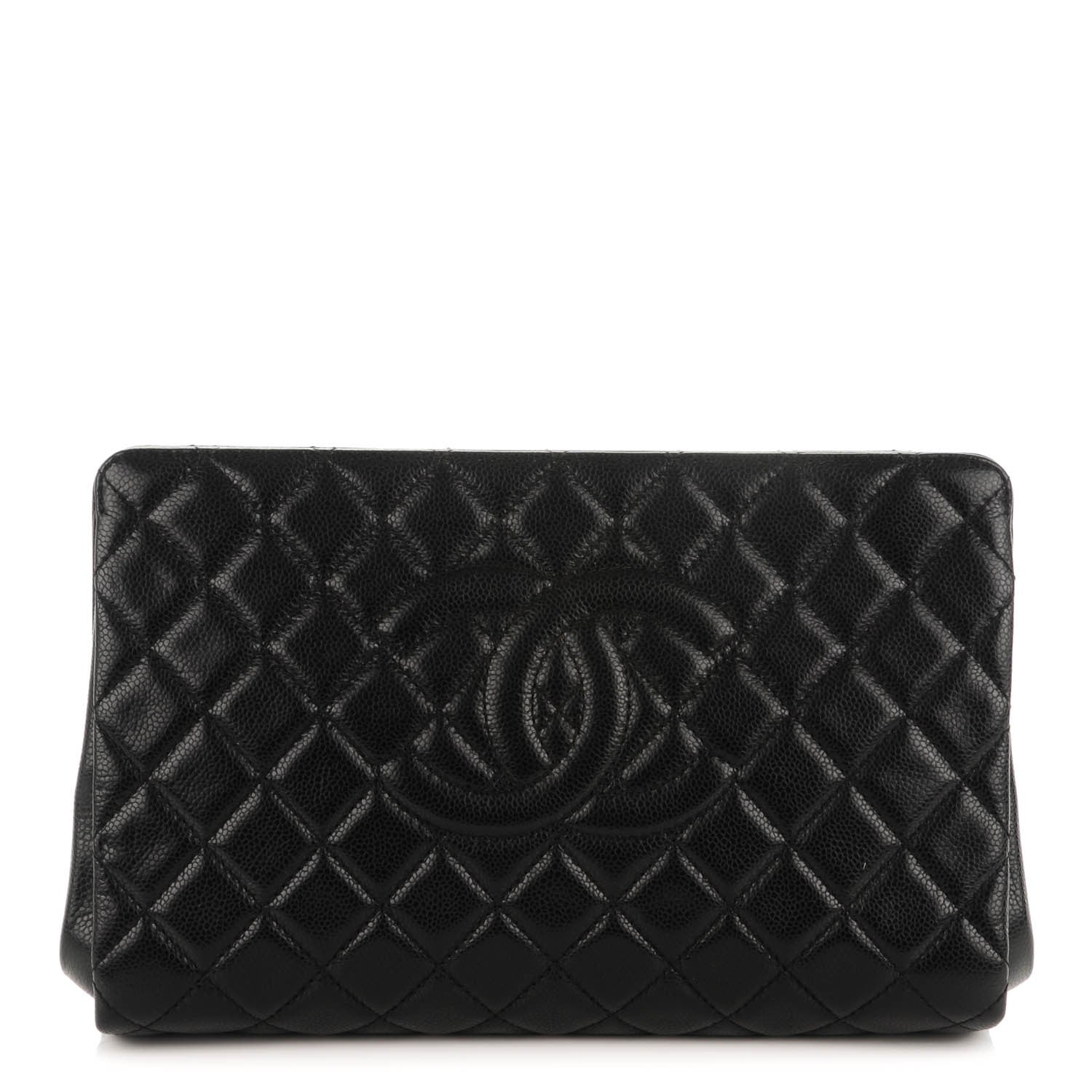 Chanel Caviar Quilted CC Large Clutch Black 1 of 7