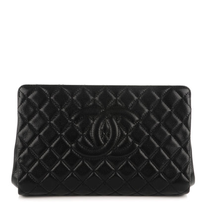 Chanel Caviar Quilted CC Large Clutch Black 1 of 7