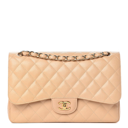 Chanel Caviar Quilted Jumbo Double Flap Light Beige 1 of 13
