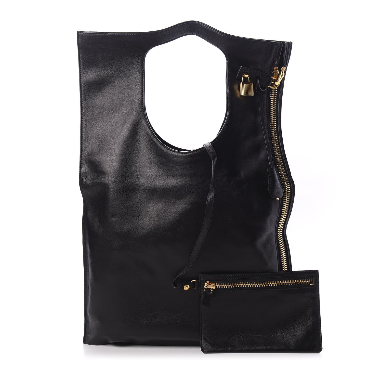 Tom Ford Ramskin Large Alix Padlock Zip Shoulder Bag Black 1 of 9