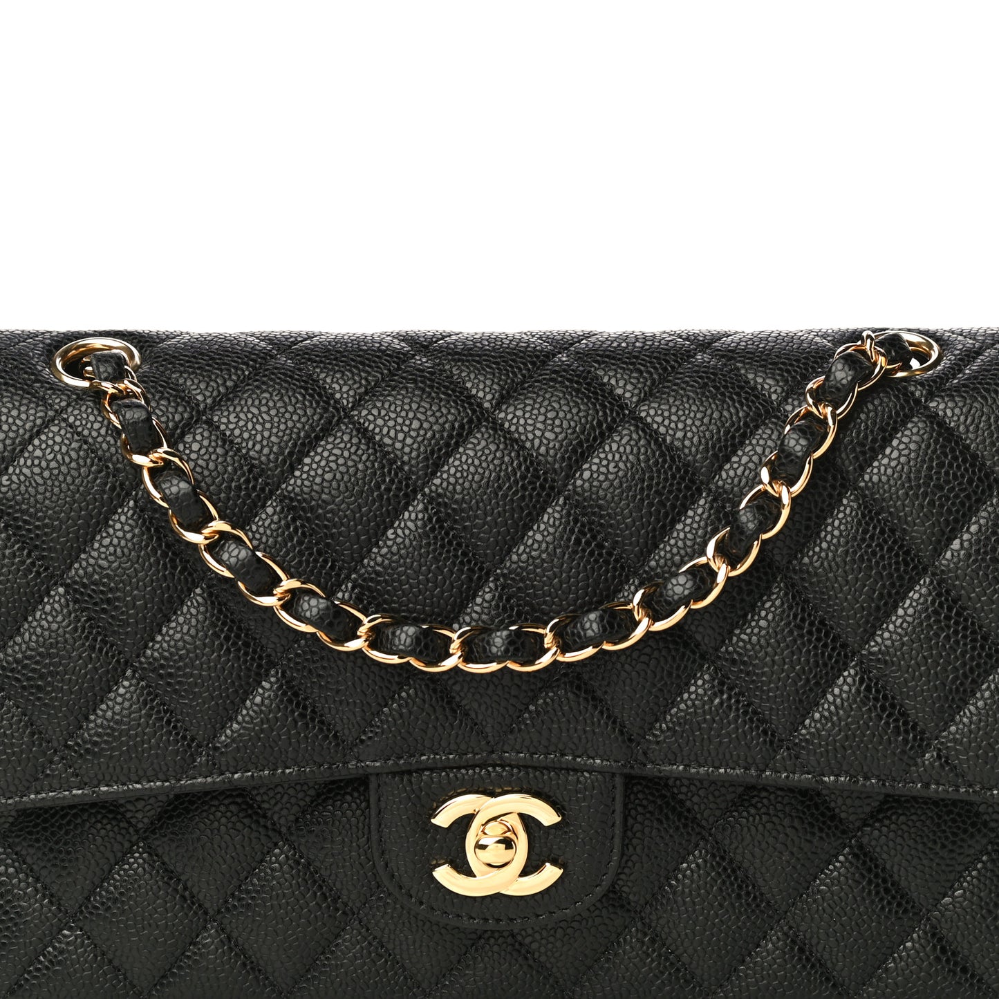 Caviar Quilted Medium Double Flap Black