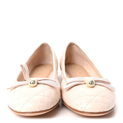 Christian Dior Calfskin Cannage Pearl Bow Ballet Flats 37 Rose Quartz 3 of 10