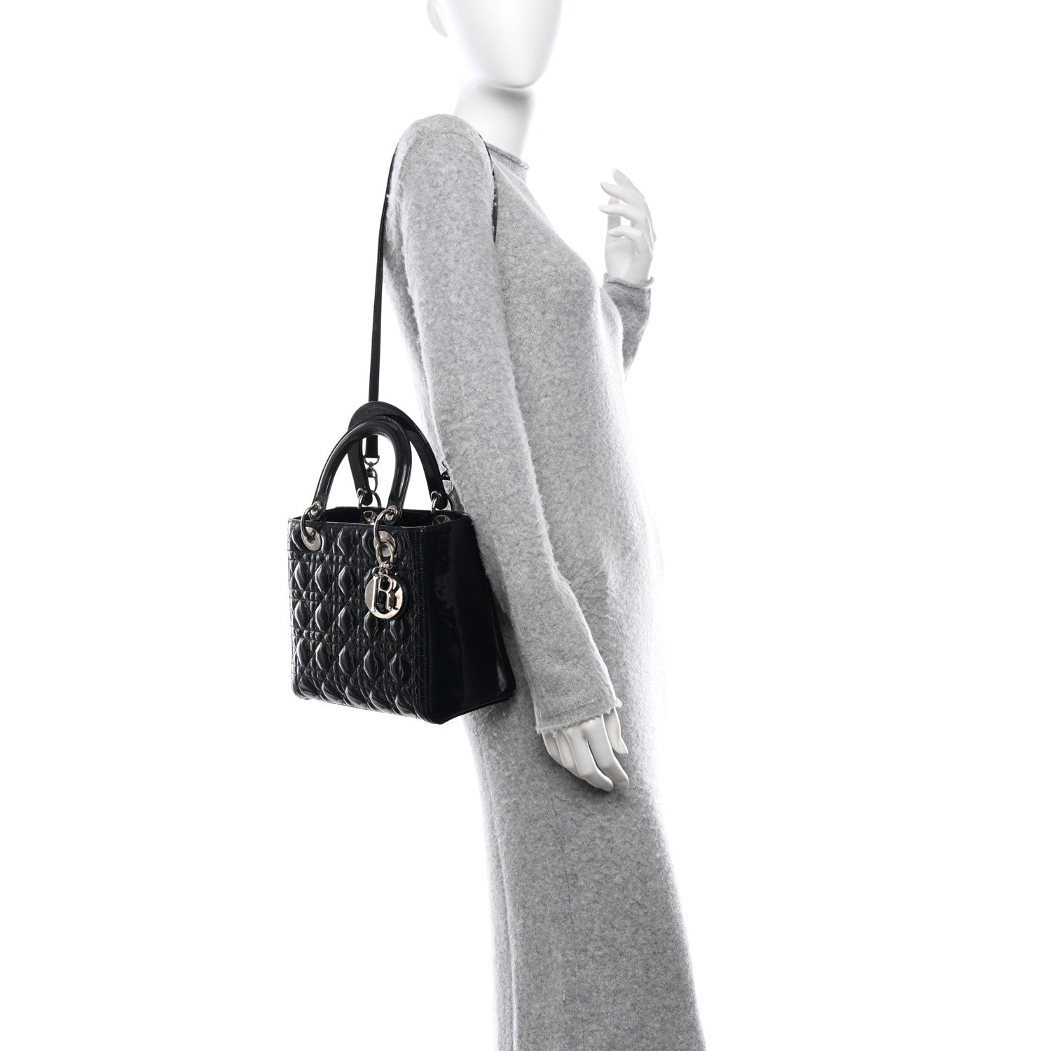 Christian Dior Patent Cannage Medium Lady Dior Navy Blue 2 of 9